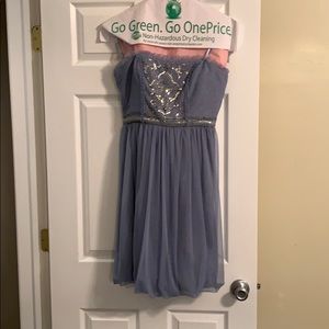 BCBG strapless light blue party dress